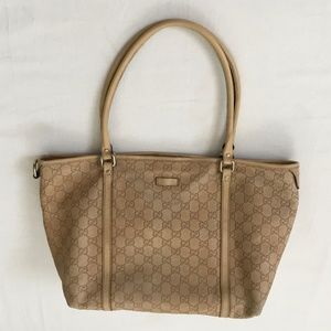GUCCI Vintage Joy Embossed GG Leather Tote Tan